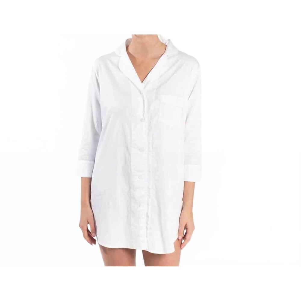 NEW BELLA IL FIORE button-down sleep shirt in white